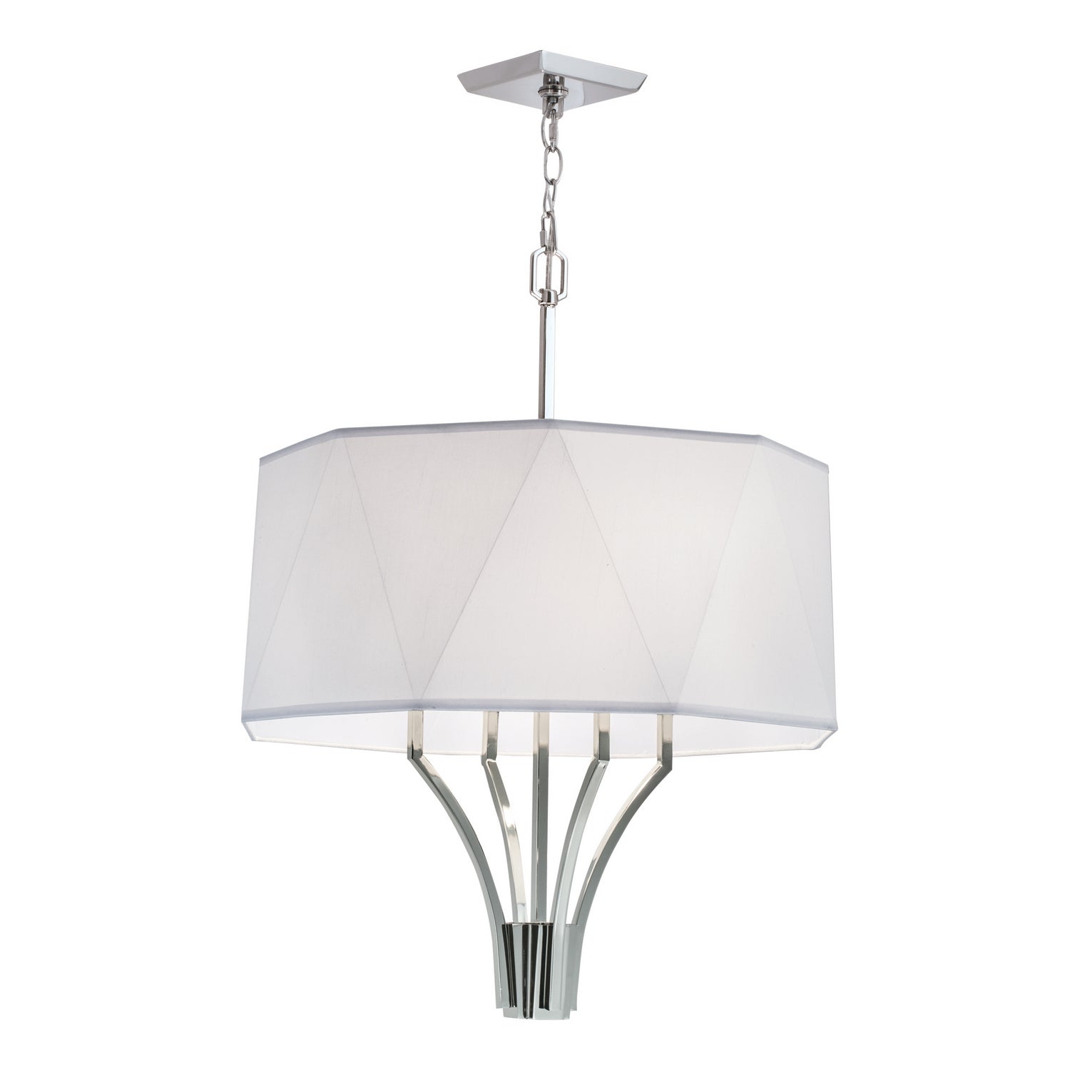 Norwell Lighting - 8292-PN-WS - Four Light Chandelier - Diamond - Polished Nickel With White Shade