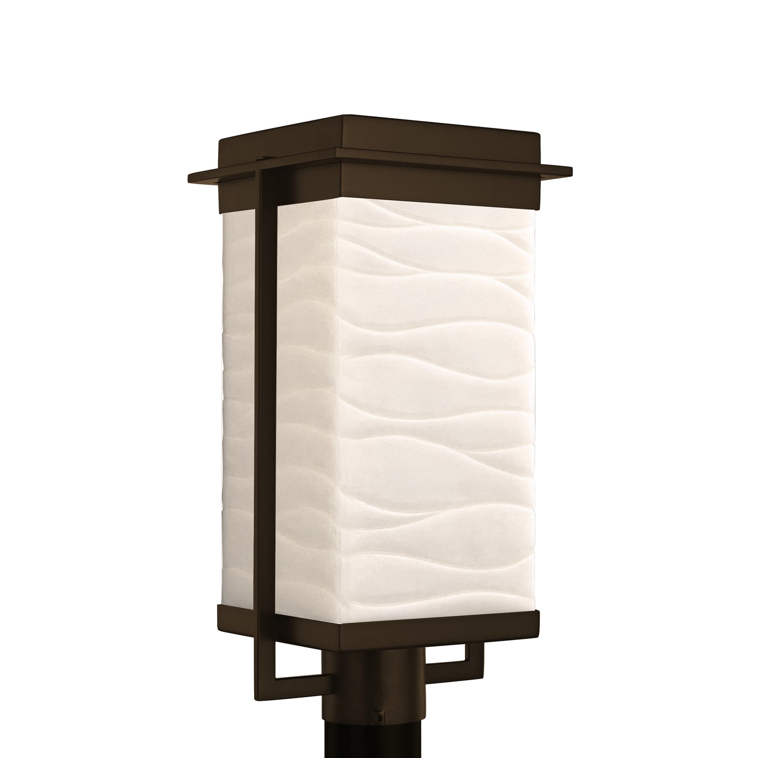 Justice Designs - PNA-7543W-WAVE-DBRZ - LED Post Mount - Porcelina - Dark Bronze