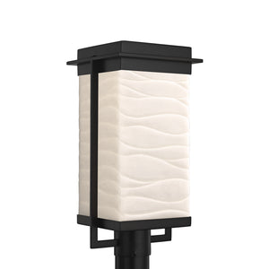 Justice Designs - PNA-7543W-WAVE-MBLK - LED Post Mount - Porcelina - Matte Black