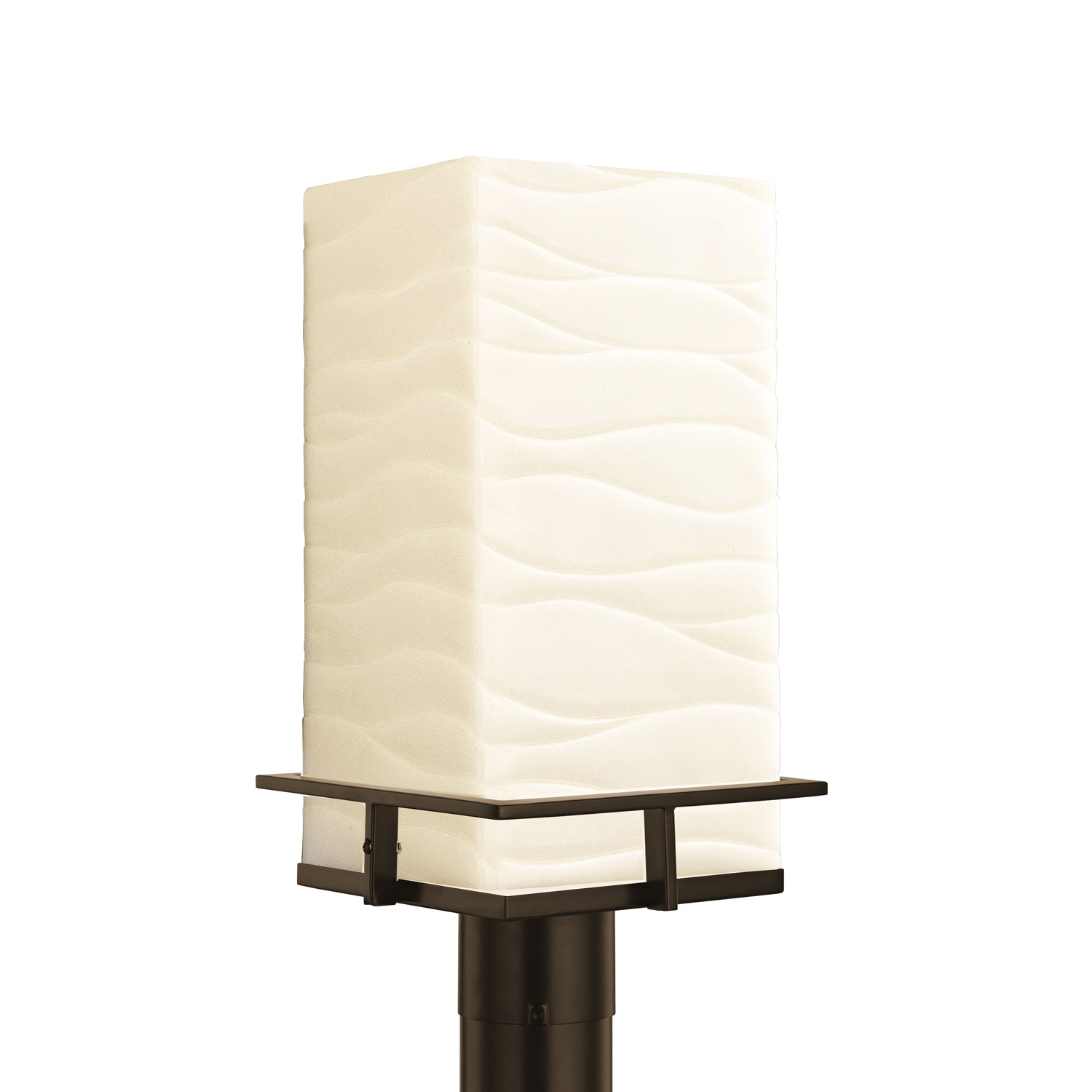 Justice Designs - PNA-7563W-WAVE-DBRZ - LED Post Mount - Porcelina - Dark Bronze