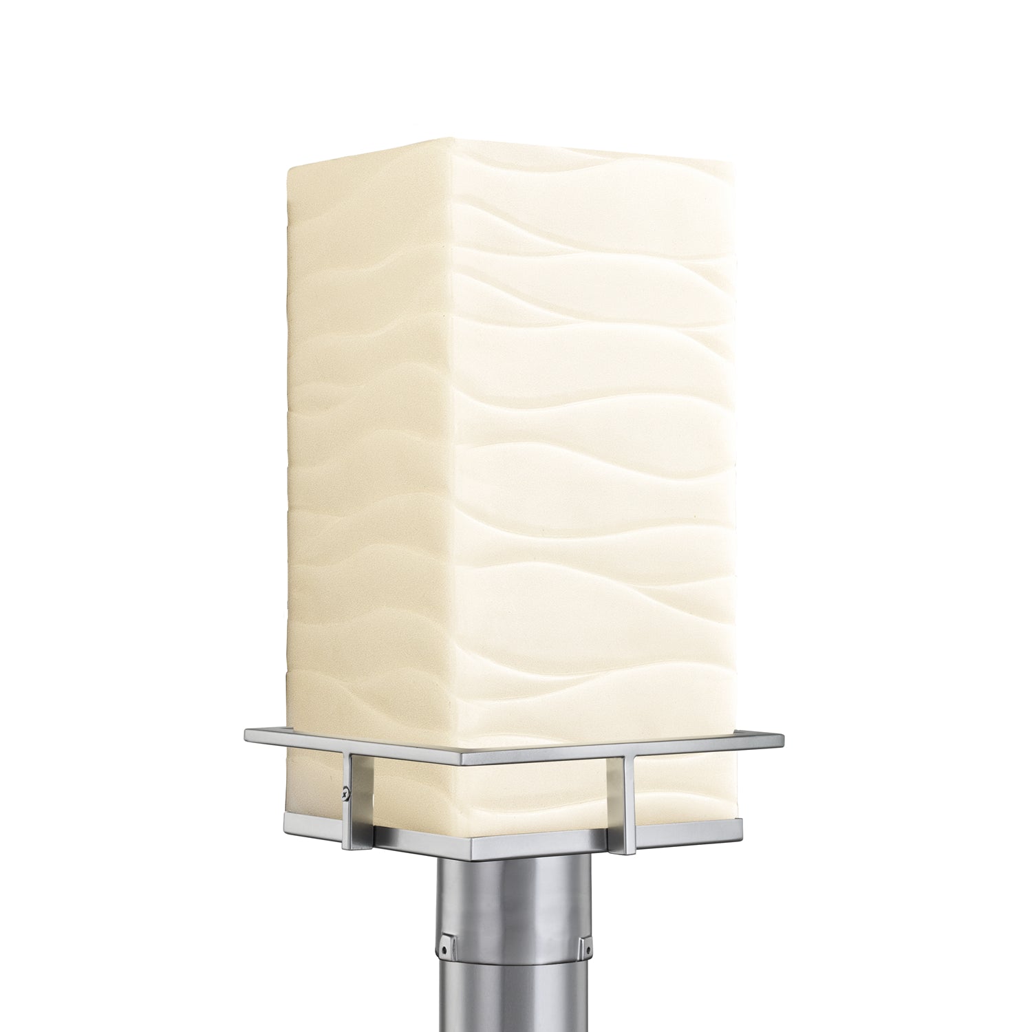 Justice Designs - PNA-7563W-WAVE-NCKL - LED Post Mount - Porcelina - Brushed Nickel