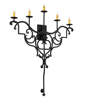 Meyda Tiffany - 216227 - Five Light Wall Sconce - Fleur De Lys - Old Wrought Iron