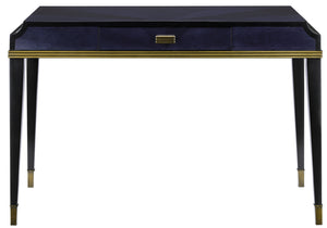 Currey and Company - 3000-0123 - Desk - Kallista - Dark Sapphire/Caviar Black/Antique Brass