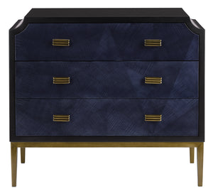 Currey and Company - 3000-0124 - Chest - Kallista - Dark Sapphire/Caviar Black/Antique Brass