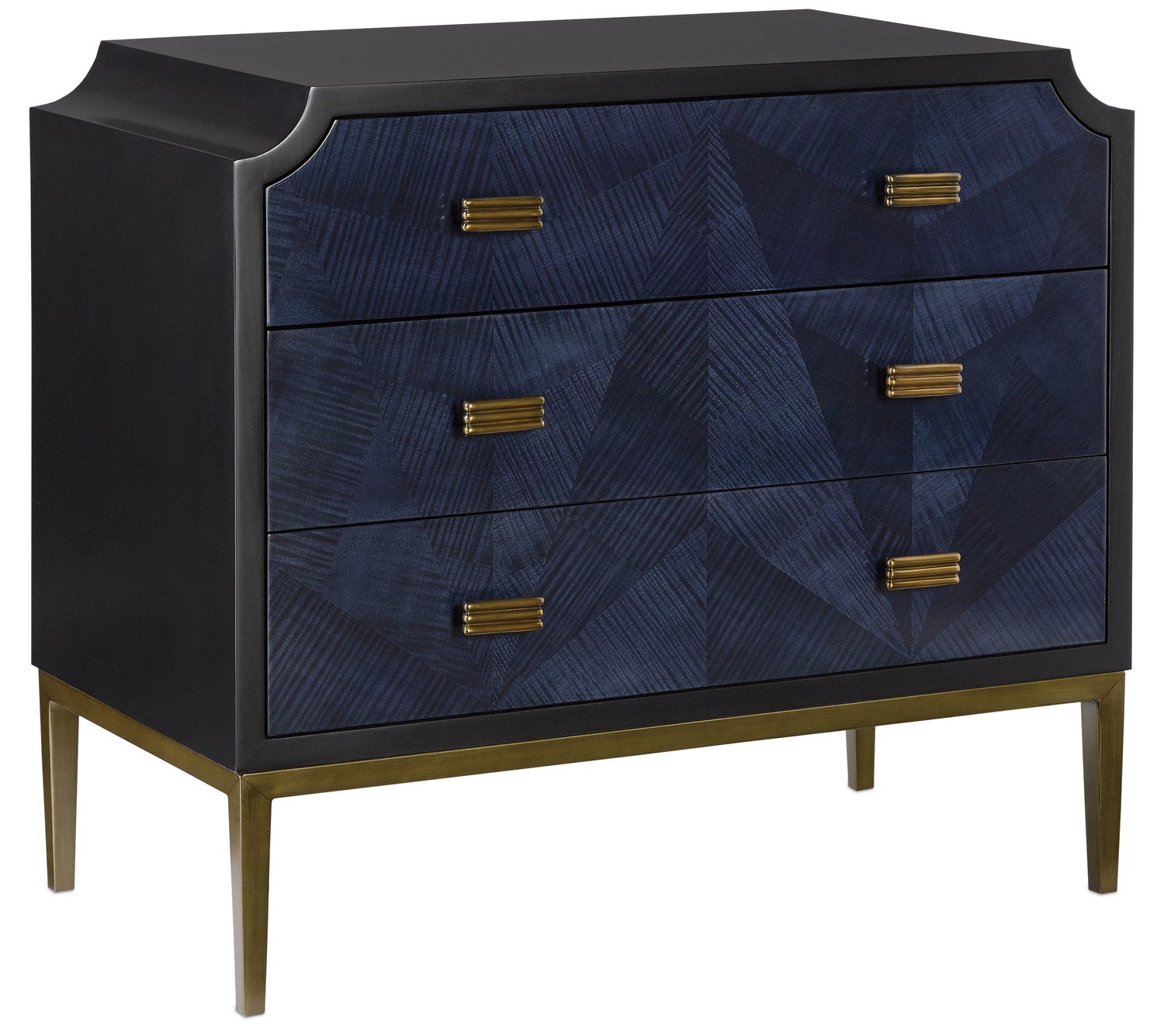 Currey and Company - 3000-0124 - Chest - Kallista - Dark Sapphire/Caviar Black/Antique Brass