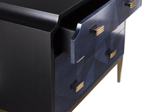 Currey and Company - 3000-0124 - Chest - Kallista - Dark Sapphire/Caviar Black/Antique Brass