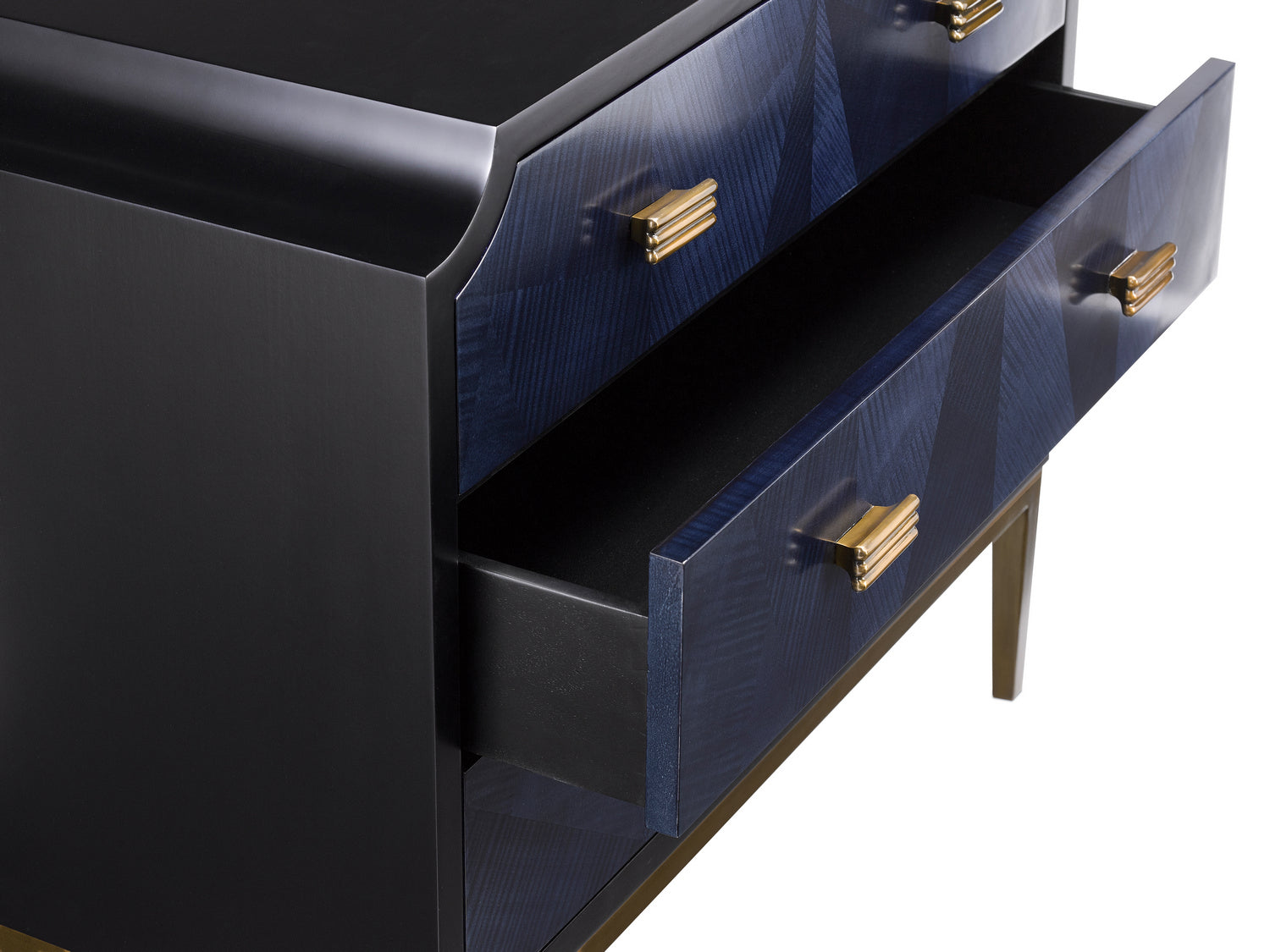 Currey and Company - 3000-0124 - Chest - Kallista - Dark Sapphire/Caviar Black/Antique Brass