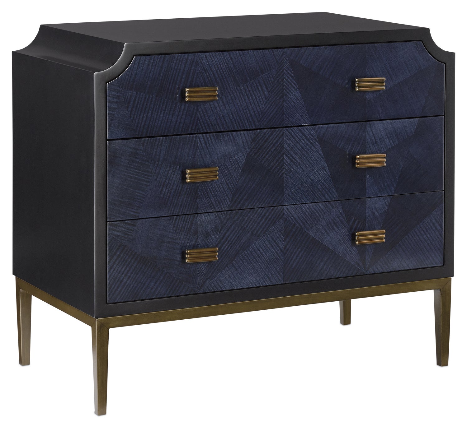 Currey and Company - 3000-0124 - Chest - Kallista - Dark Sapphire/Caviar Black/Antique Brass