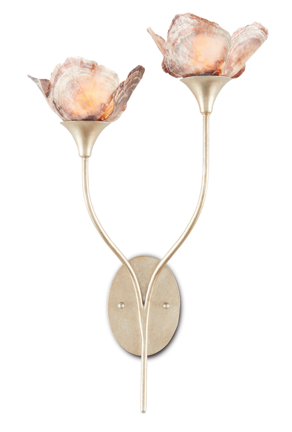 Currey and Company - 5000-0138 - Two Light Wall Sconce - Catrice - Silver Leaf/Natural