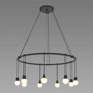 Sonneman - S1E24K-JC06XX09-RP03 - Nine Light Pendant - Suspenders - Satin Black