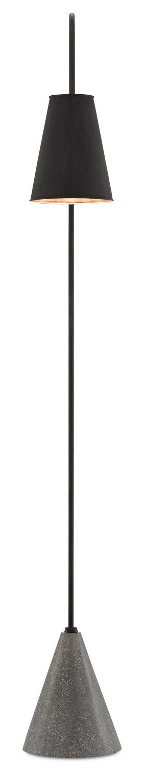 Currey and Company - 8000-0070 - One Light Floor Lamp - Lotz - Black Iron/Silver Leaf/Polished Concrete