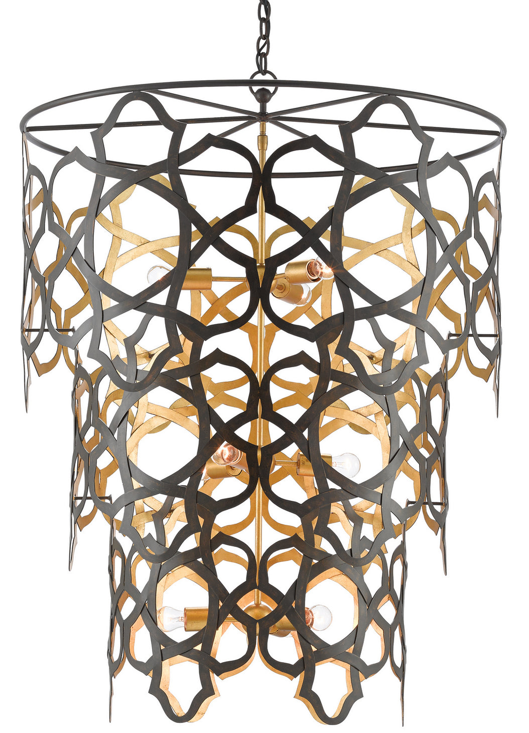 Currey and Company - 9000-0381 - Nine Light Chandelier - Mauresque - Bronze Gold/Contemporary Gold Leaf