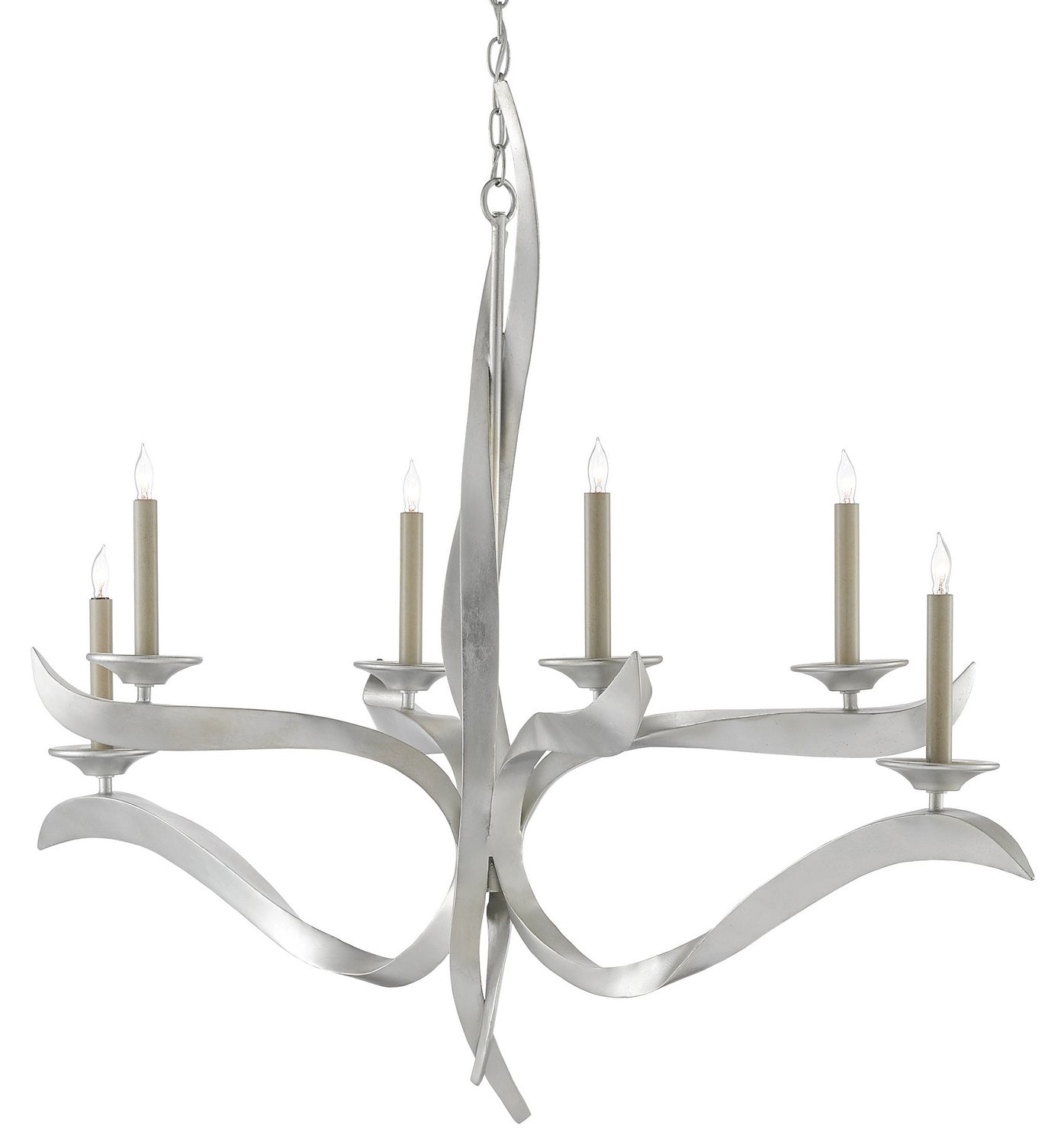 Currey and Company - 9000-0391 - Six Light Chandelier - Paradigm - Contemporary Silver Leaf