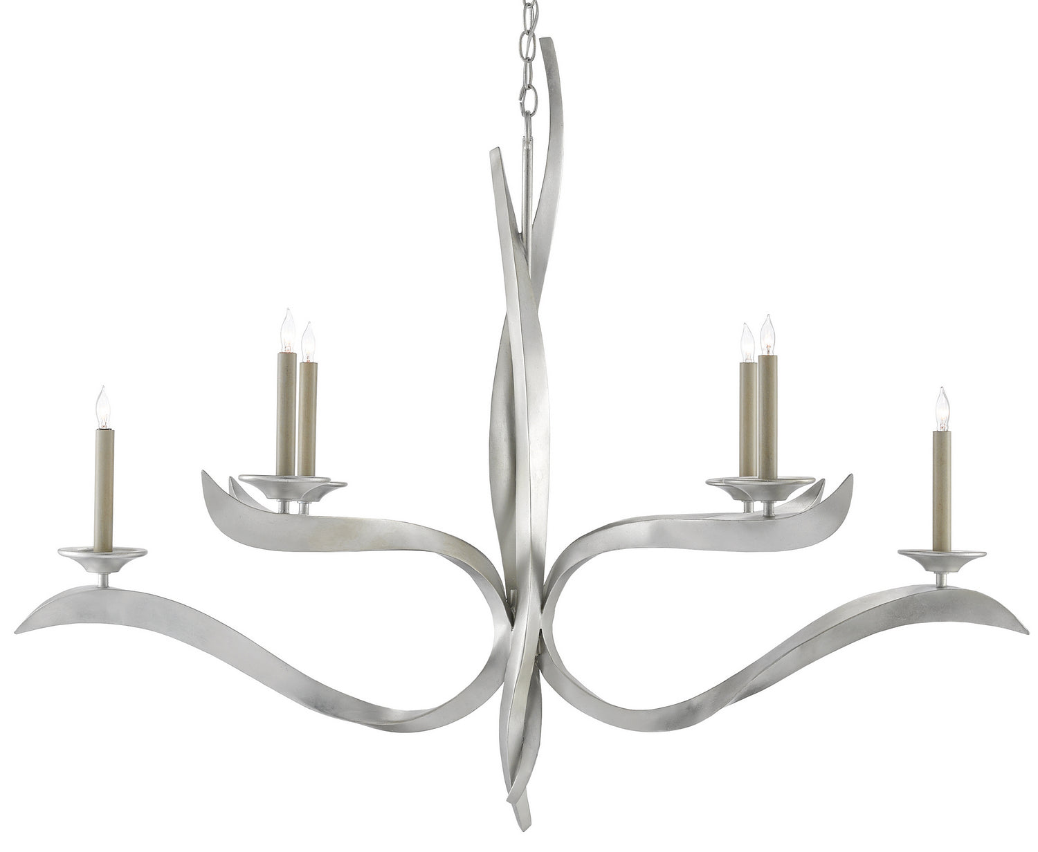 Currey and Company - 9000-0391 - Six Light Chandelier - Paradigm - Contemporary Silver Leaf