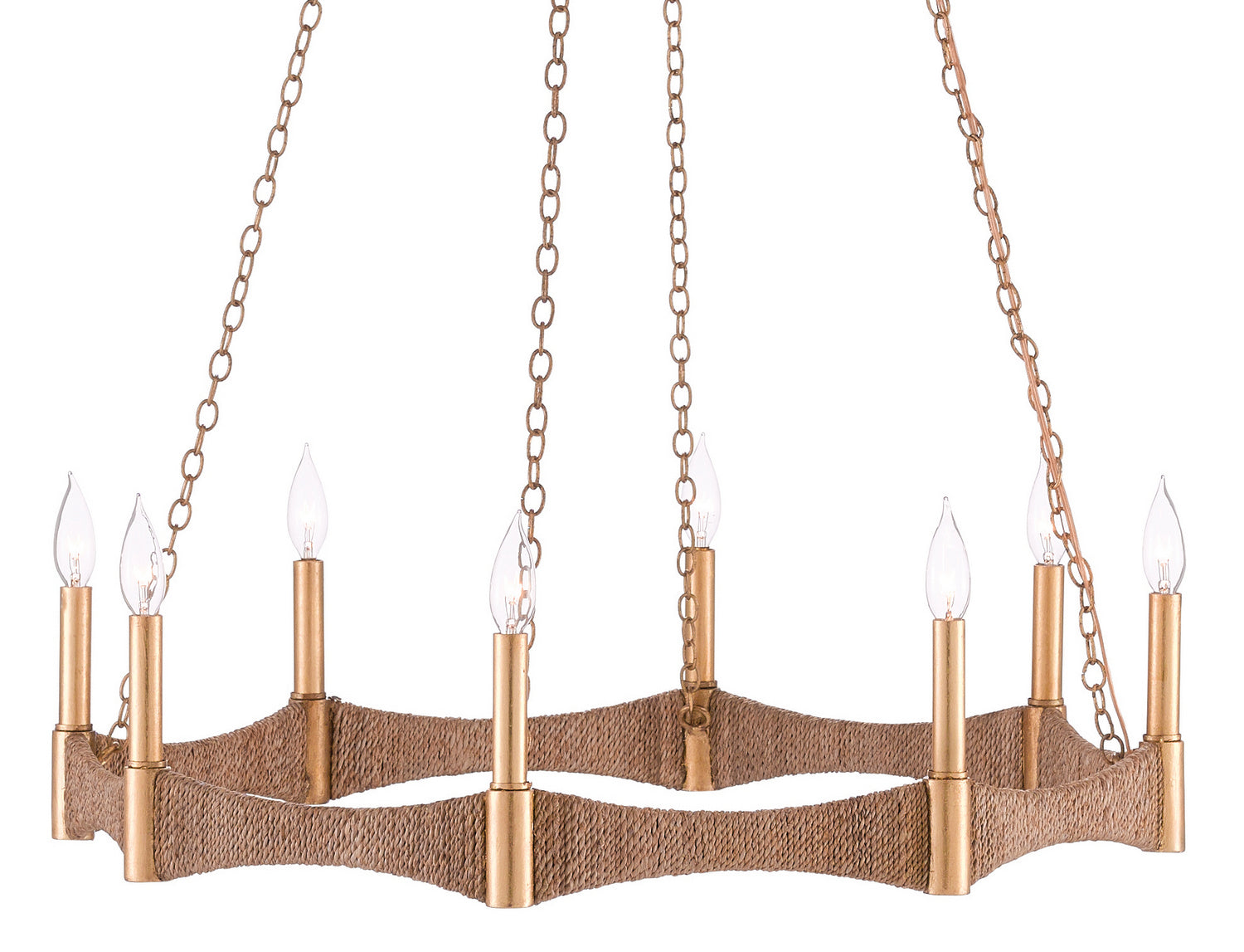 Currey and Company - 9000-0402 - Eight Light Chandelier - Mallorca - Natural/Dark Contemporary Gold Leaf