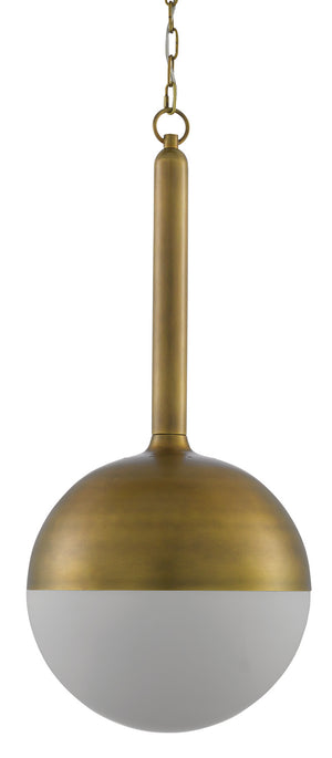 Currey and Company - 9000-0419 - One Light Pendant - Moonward - Antique Brass/Opaque White