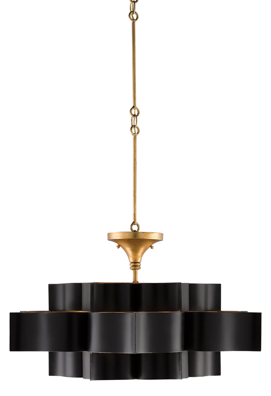 Currey and Company - 9000-0429 - Six Light Chandelier - Grand - Satin Black/Contemporary Gold Leaf