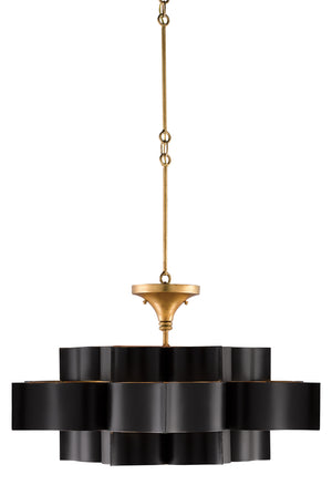 Currey and Company - 9000-0429 - Six Light Chandelier - Grand - Satin Black/Contemporary Gold Leaf