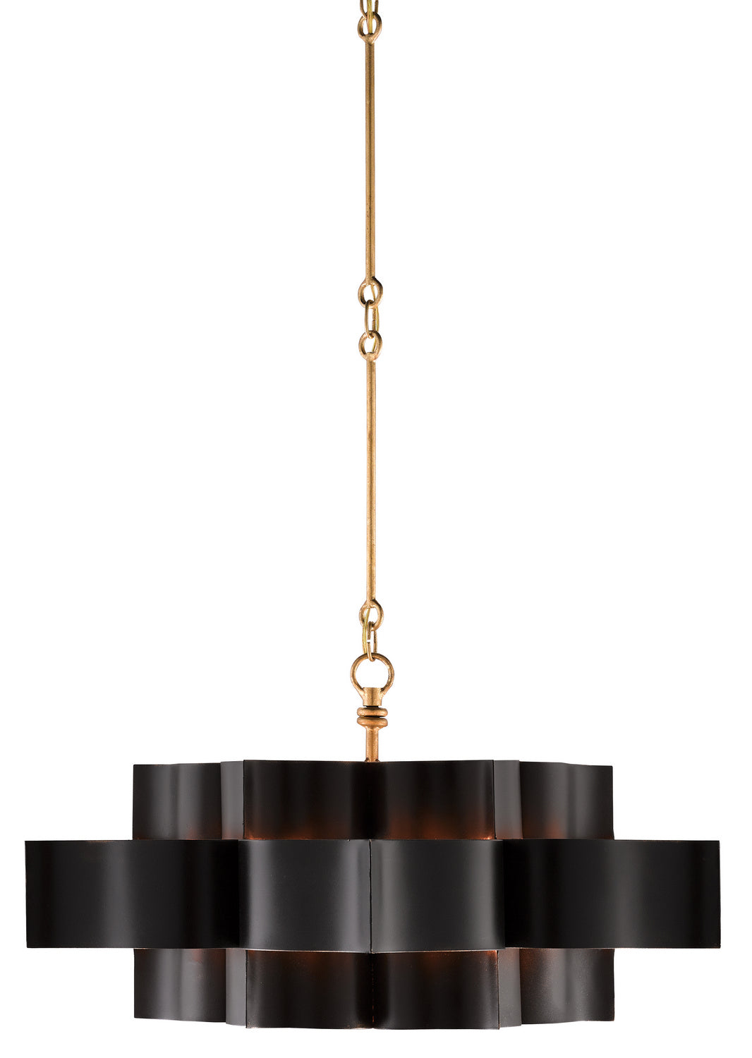 Currey and Company - 9000-0429 - Six Light Chandelier - Grand - Satin Black/Contemporary Gold Leaf