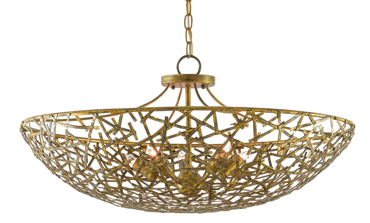 Currey and Company - 9000-0430 - Five Light Chandelier - Confetti - Hand Rubbed Gold Leaf