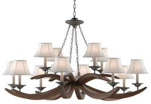 Currey and Company - 9000-0433 - 12 Light Chandelier - Whitlow - Burnt Wood/Antique Galvanize