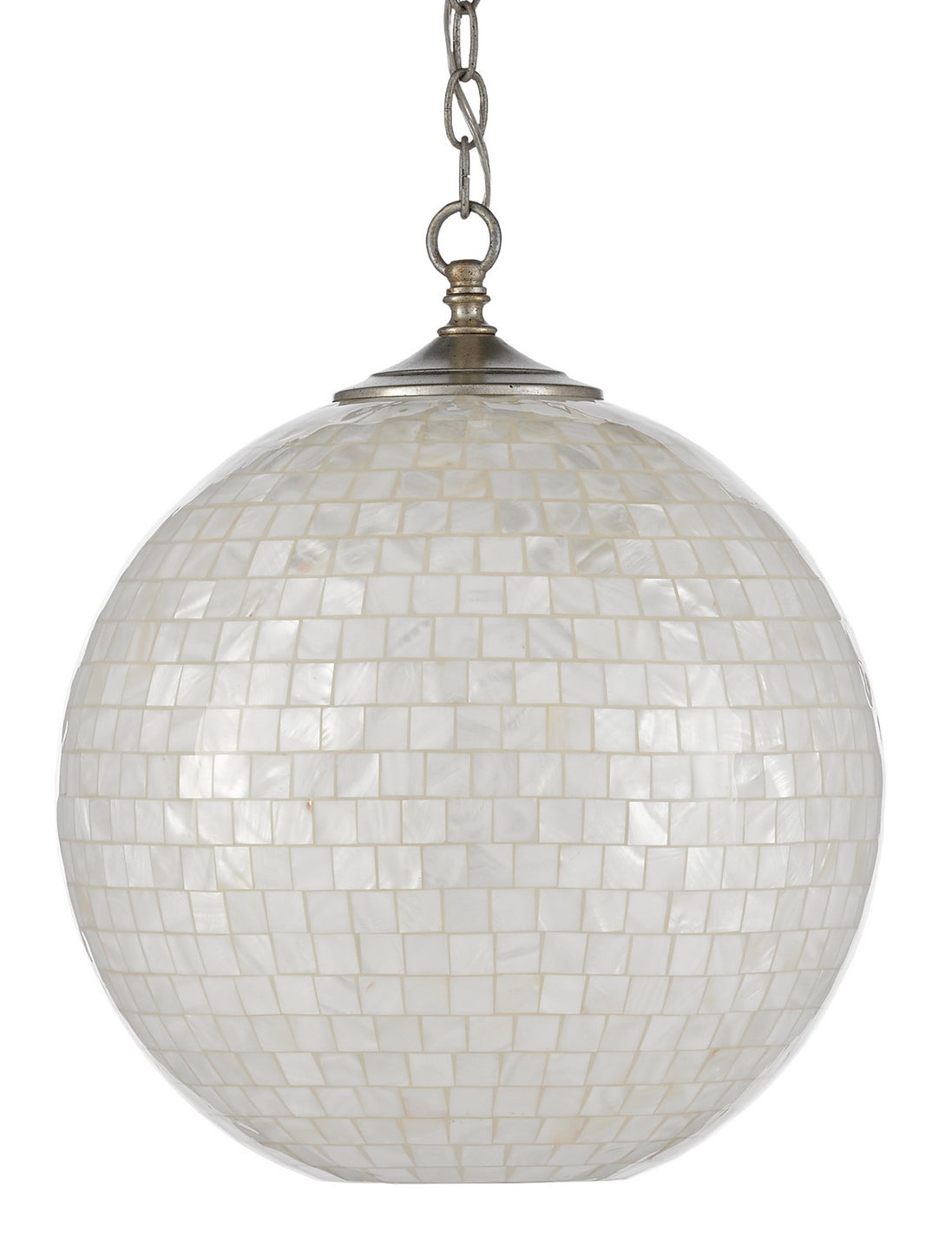 Currey and Company - 9000-0435 - One Light Pendant - Finhorn - Pearl/Antique Silver Leaf