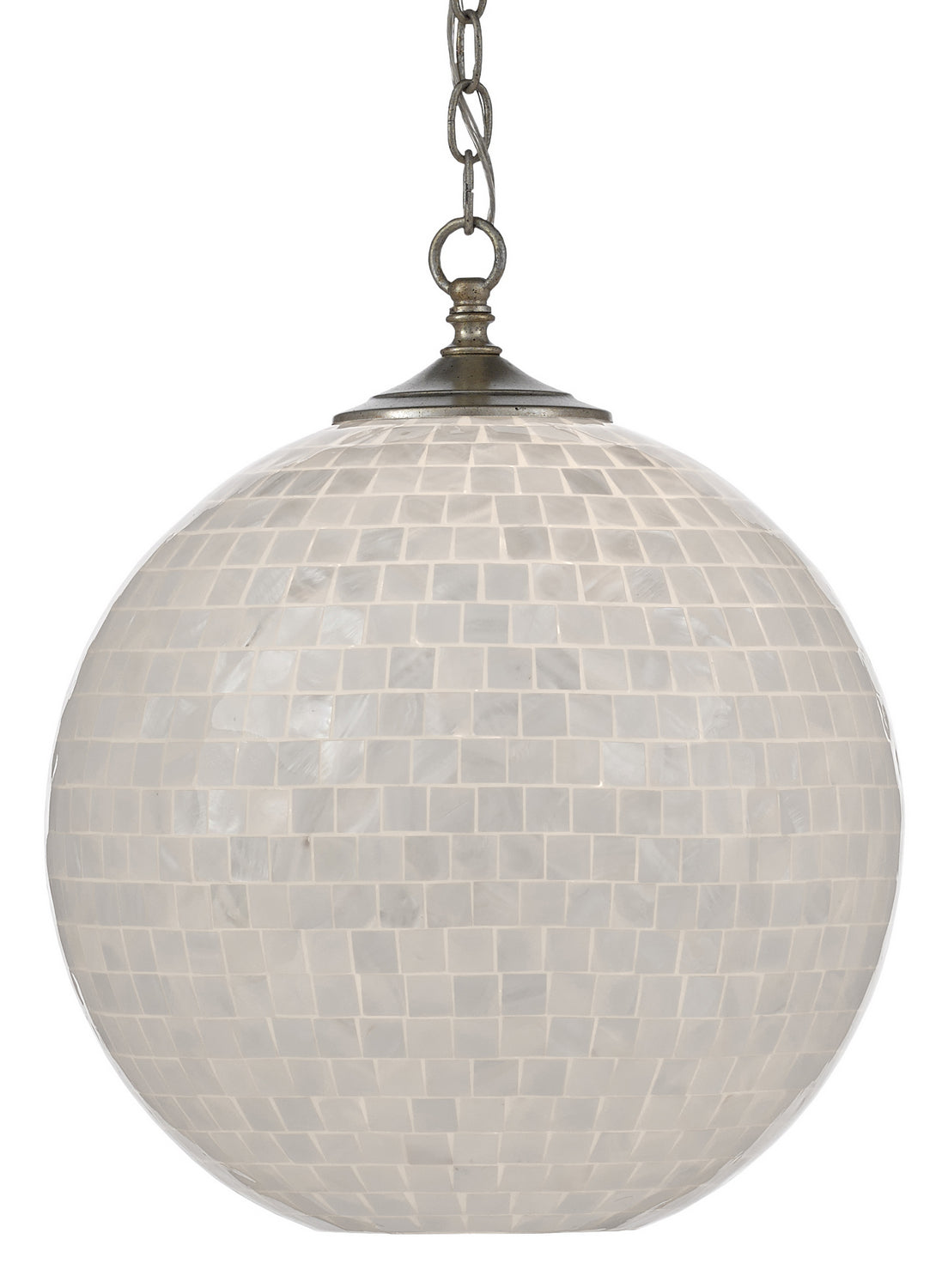 Currey and Company - 9000-0435 - One Light Pendant - Finhorn - Pearl/Antique Silver Leaf