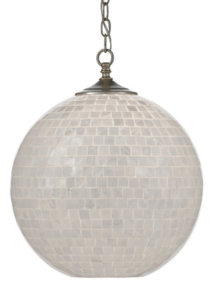 Currey and Company - 9000-0435 - One Light Pendant - Finhorn - Pearl/Antique Silver Leaf