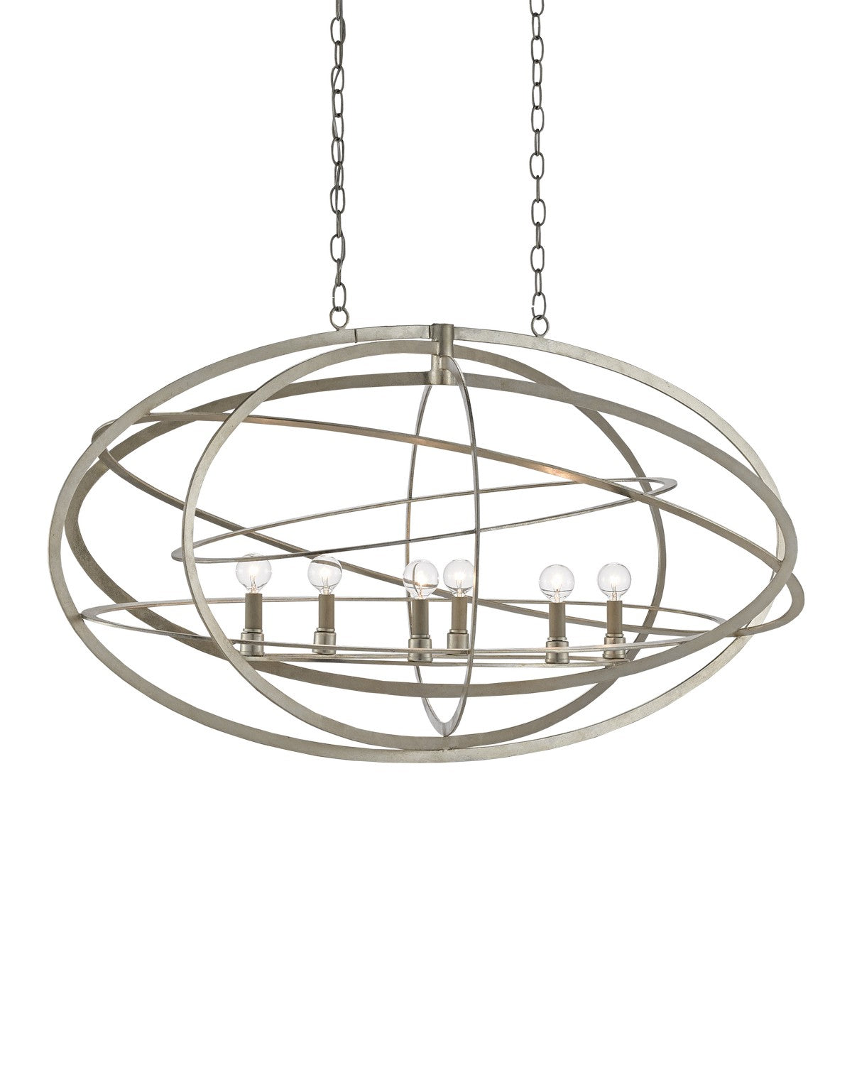 Currey and Company - 9000-0443 - Six Light Chandelier - Octavius - Silver Leaf