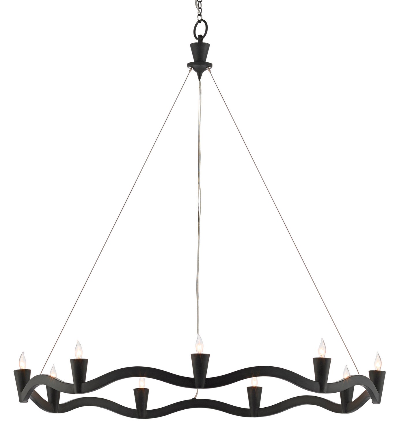 Currey and Company - 9000-0461 - Nine Light Chandelier - Serpentina - Antique Black