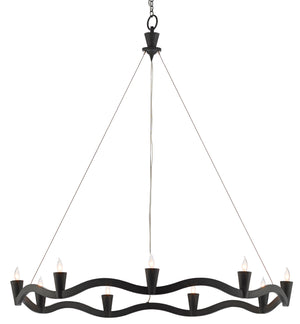 Currey and Company - 9000-0461 - Nine Light Chandelier - Serpentina - Antique Black