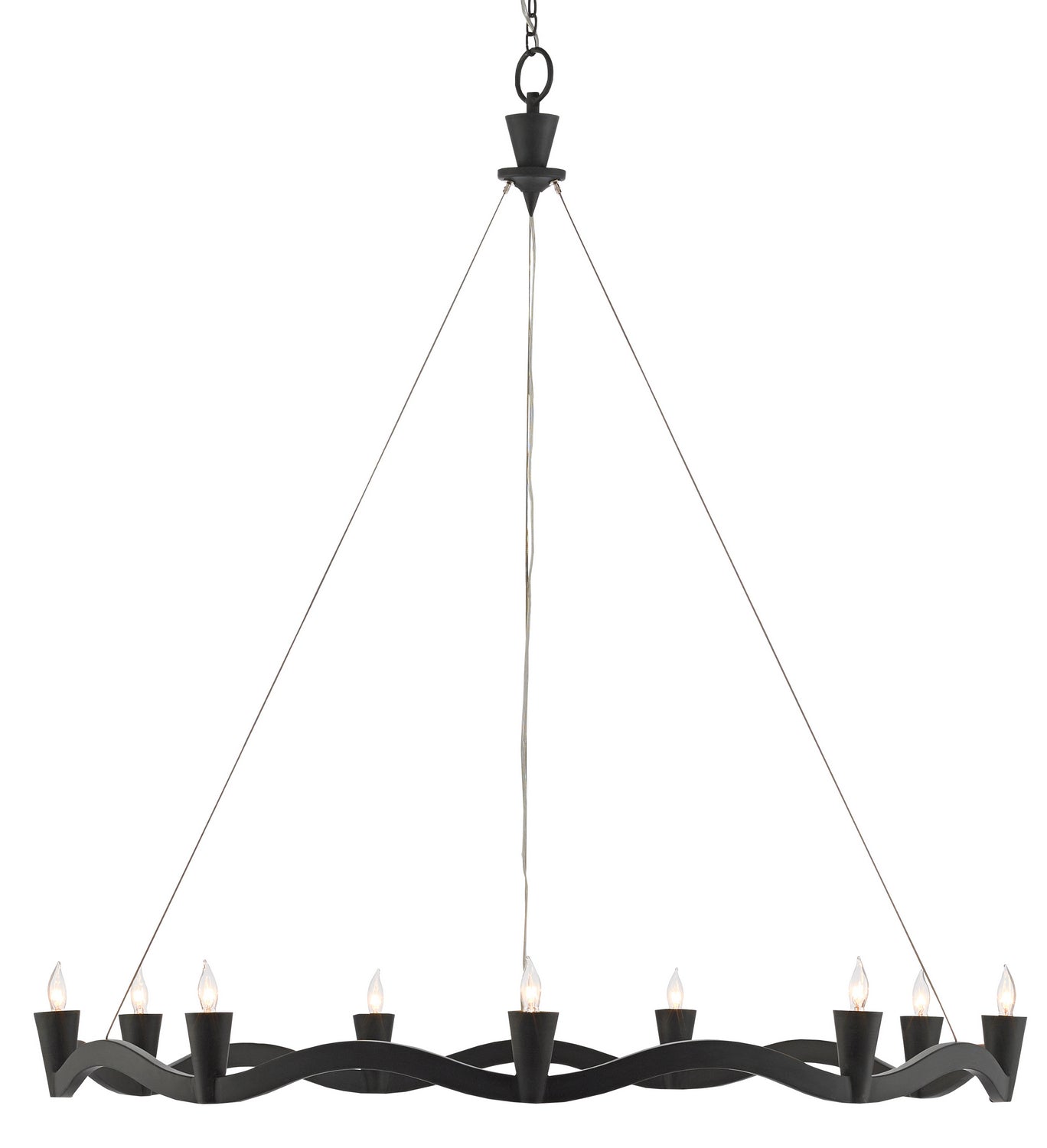 Currey and Company - 9000-0461 - Nine Light Chandelier - Serpentina - Antique Black