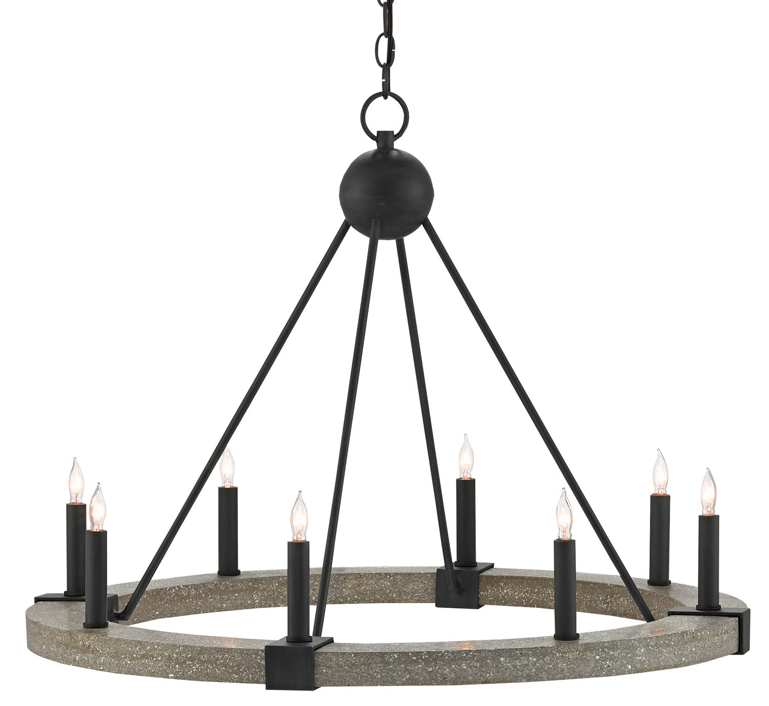 Currey and Company - 9000-0480 - Eight Light Chandelier - Burgos - Antique Black/Polished Concrete