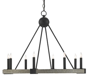 Currey and Company - 9000-0480 - Eight Light Chandelier - Burgos - Antique Black/Polished Concrete