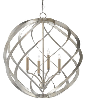 Currey and Company - 9000-0507 - Four Light Chandelier - Roussel - Contemporary Silver Leaf