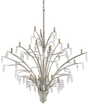 Currey and Company - 9000-0508 - 21 Light Chandelier - Raux - Contemporary Silver Leaf/Natural