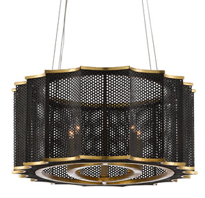 Currey and Company - 9000-0512 - Eight Light Chandelier - Nightwood - Molé Black/Contemporary Gold Leaf