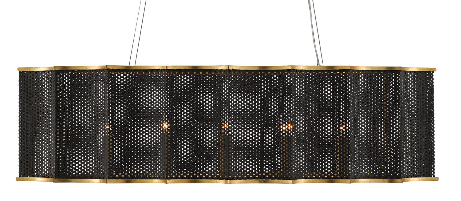 Currey and Company - 9000-0512 - Eight Light Chandelier - Nightwood - Molé Black/Contemporary Gold Leaf