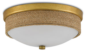 Currey and Company - 9999-0044 - Two Light Flush Mount - Hopkins - Natural/Contemporary Gold Leaf