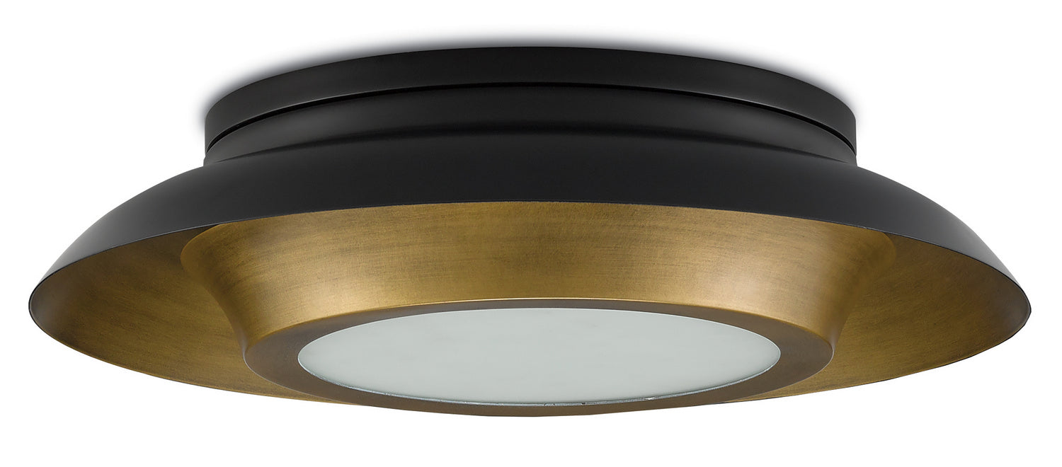 Currey and Company - 9999-0045 - Three Light Flush Mount - Metaphor - Antique Brass/Black