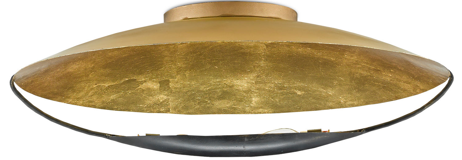 Currey and Company - 9999-0049 - Two Light Flush Mount - Pinders - Contemporary Gold Leaf/French Black