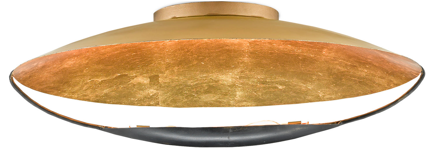 Currey and Company - 9999-0049 - Two Light Flush Mount - Pinders - Contemporary Gold Leaf/French Black