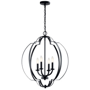 Kichler - 42138BK - Four Light Foyer Pendant - Voleta - Black