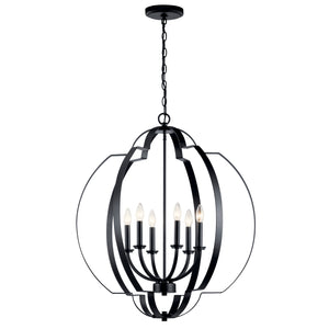 Kichler - 42139BK - Six Light Foyer Chandelier - Voleta - Black