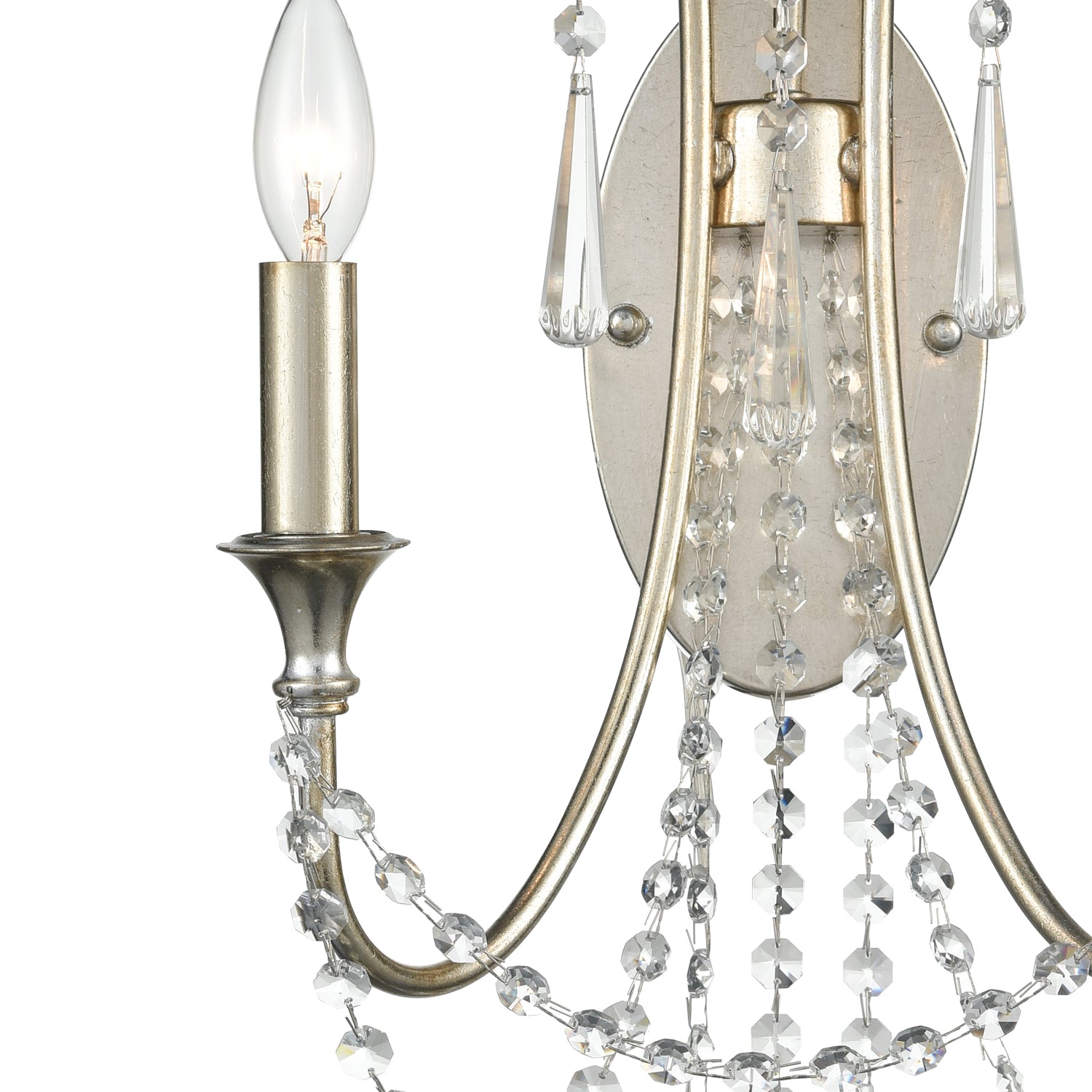 Crystorama - ARC-1902-SA-CL-MWP - Two Light Wall Sconce - Arcadia - Antique Silver