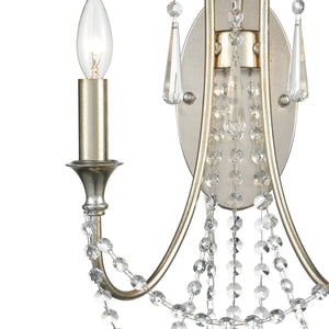 Crystorama - ARC-1902-SA-CL-MWP - Two Light Wall Sconce - Arcadia - Antique Silver