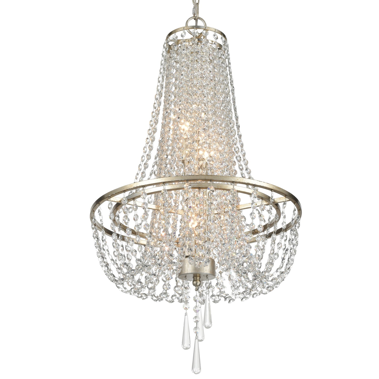 Crystorama - ARC-1907-SA-CL-MWP - Four Light Chandelier - Arcadia - Antique Silver