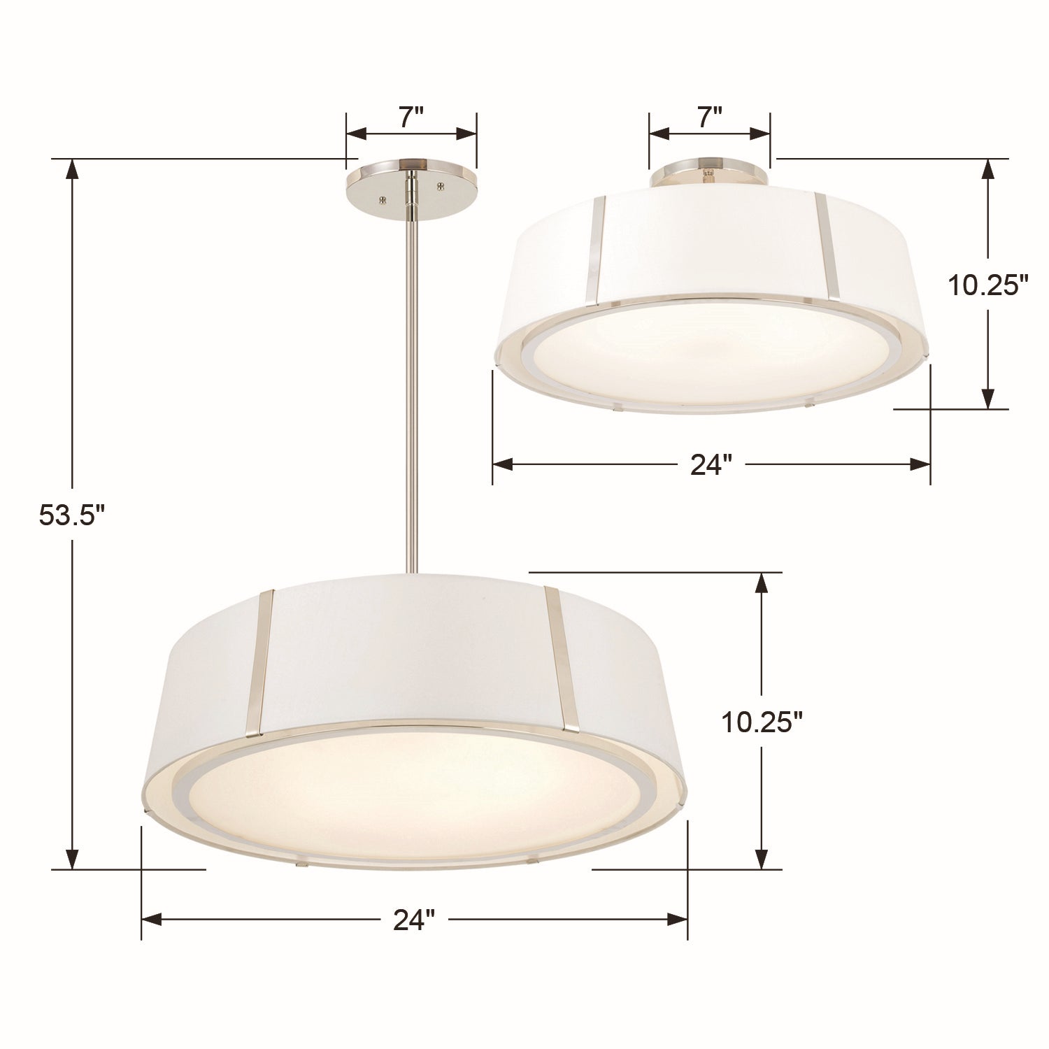 Crystorama - FUL-907-PN_CEILING - Six Light Semi Flush Mount - Fulton - Polished Nickel