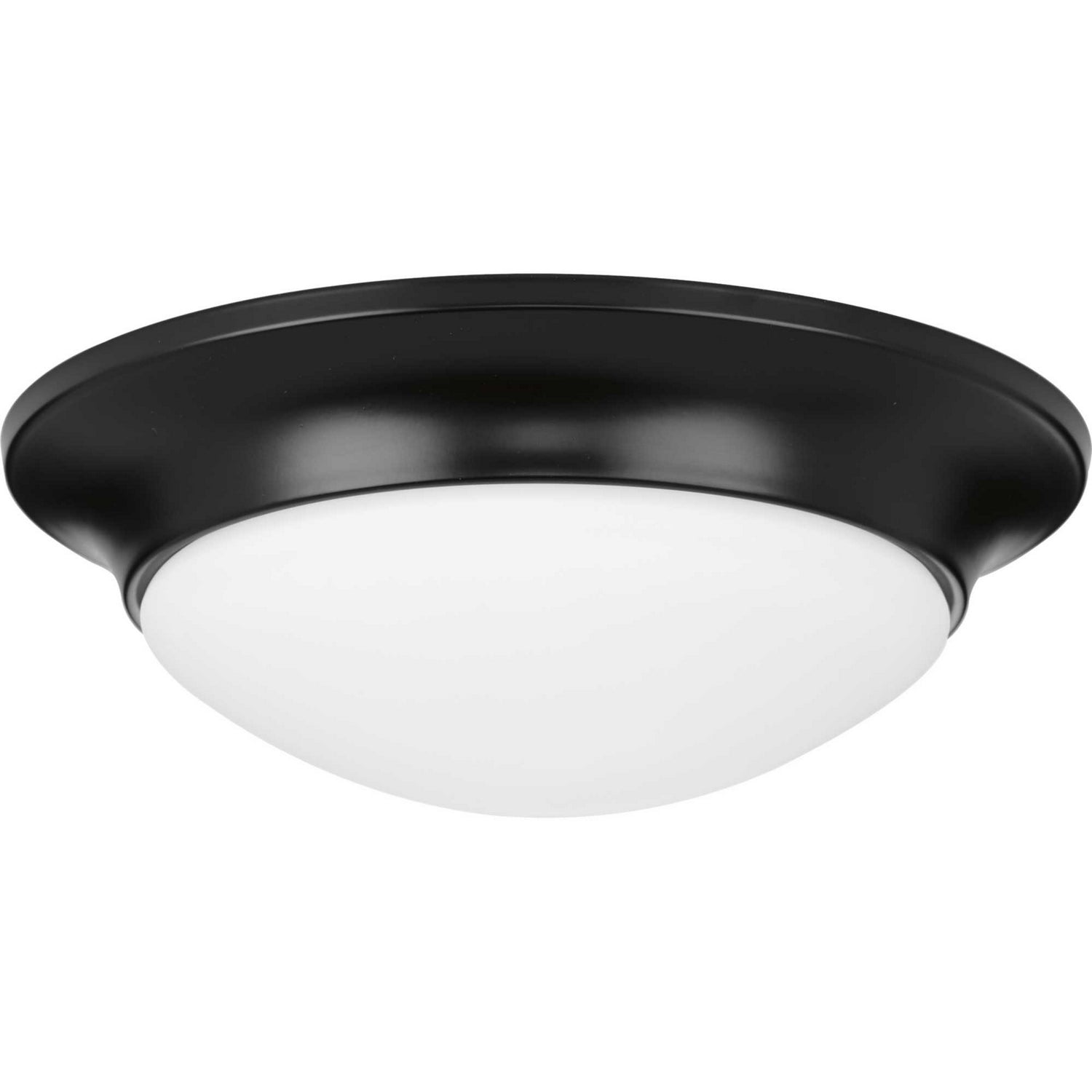 Progress Lighting - P350146-031 - One Light Flush Mount - Etched Opal Dome - Black