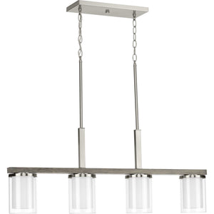 Progress Lighting - P400190-009 - Four Light Linear Chandelier - Mast - Brushed Nickel